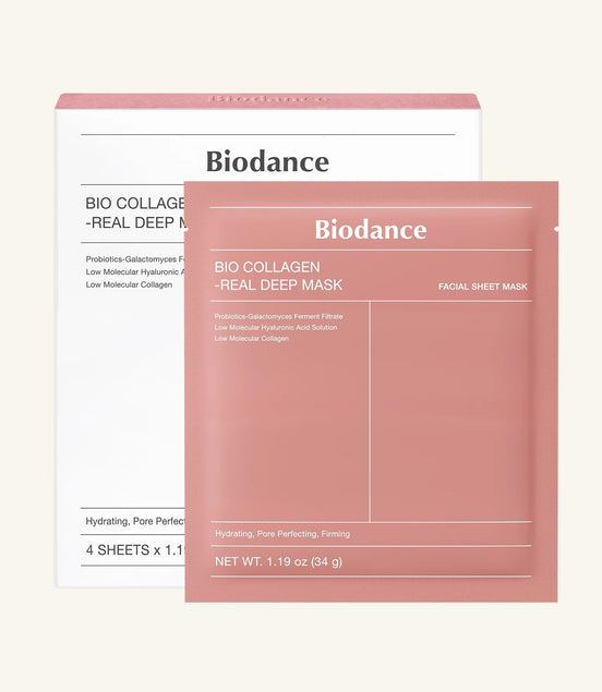 Biodance Bio Collagen Real Deep Mask – Lot de 4 masques hydrogel (34 g chacun)