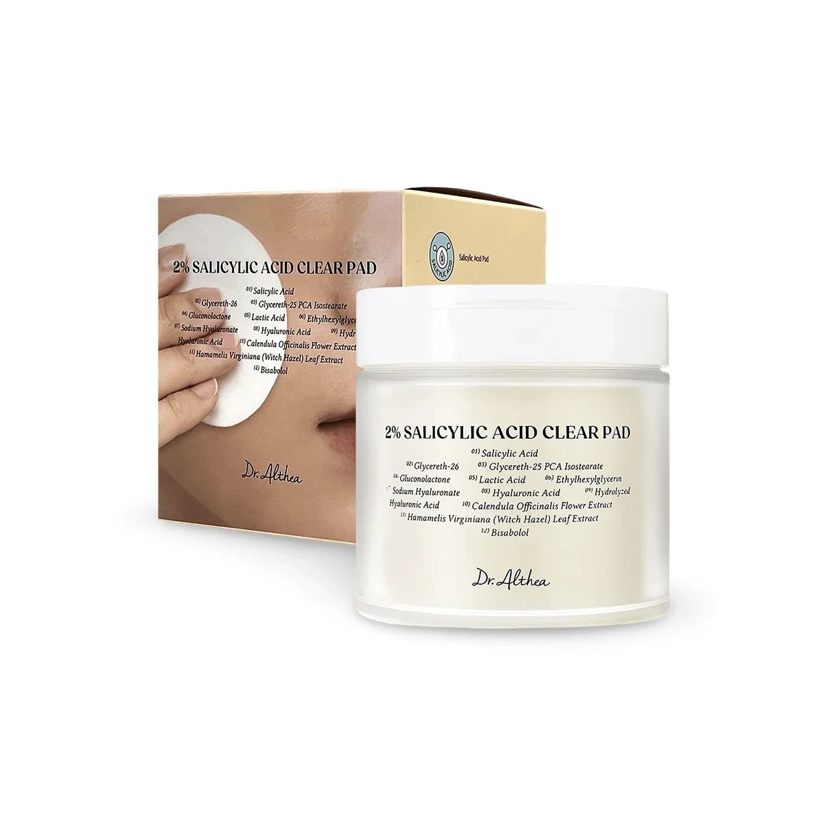 Dr. Althea 2% Salicylic Acid Clear Pad – Disques Exfoliants Anti-Imperfections (60 pièces)