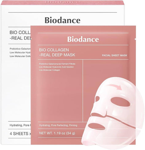 Biodance Bio Collagen Real Deep Mask – Lot de 4 masques hydrogel (34 g chacun)