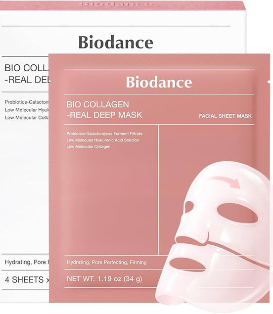 Biodance Bio Collagen Real Deep Mask – Lot de 4 masques hydrogel (34 g chacun)